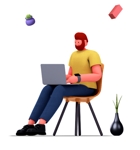 Man with laptop illustration